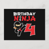 Kids Birthday Ninja - 4 Year Old Party Theme Briefkaart (Voorkant)