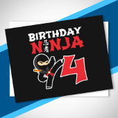 Kids Birthday Ninja - 4 Year Old Party Theme Briefkaart