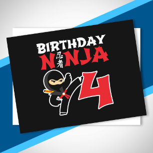 Kids Birthday Ninja - 4 Year Old Party Theme Briefkaart