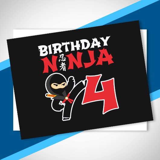 Kids Birthday Ninja - 4 Year Old Party Theme Briefkaart