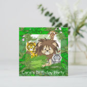 KIDS BIRTHDAY Oerwoud ZOO Invitaties NEUTRAL Kaart (Staand voorkant)