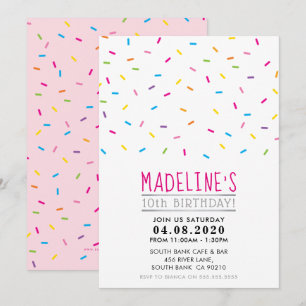 KIDS BIRTHDAY PARTIJ INVITE kleurrijke sproinkles Kaart