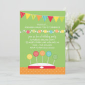 Kids Birthday Party Invitations (Candy Theme) Kaart (Staand voorkant)