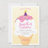 KIDS BIRTHDAY PARTY retro ice-crème yellow Kaart (Voorkant)