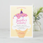 KIDS BIRTHDAY PARTY retro ice-crème yellow Kaart (Staand voorkant)