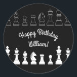 Kids Birthday Party Ronde Sticker<br><div class="desc">Viel de verjaardag van je favoriete schaakspeler op met dit leuke collectie van een schaakspel op verjaardagsfeestje! Geweldig voor kinderen en volwassen schaakliefhebbers!</div>