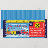 Kids Birthday Party Travel treinkaartje uitnodigin Kaart (Voorkant / Achterkant)