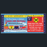 Kids Birthday Party Travel treinkaartje uitnodigin Kaart<br><div class="desc">Kinderen verjaardagsfeest reizen trein ticket uitnodiging. Gepersonaliseerd alle tekstgebieden met uw eigen tekst. Zorg ervoor dat de tekst langs de randen binnen het afdrukbereik valt.</div>