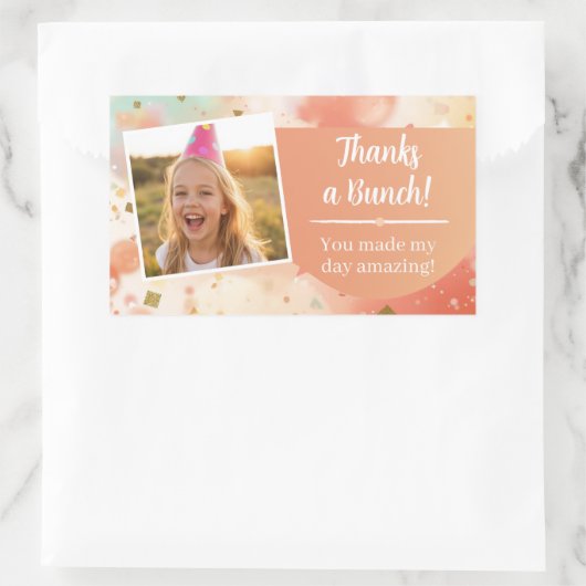 Kids Birthday Photo Thanks a Bunch Pastel Confetti Rechthoekige Sticker (Tas)