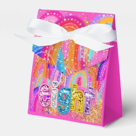 Kids Birthday Rainbow Glitter Favor Boxes Bedankdoosjes (Voorkant Zijde)