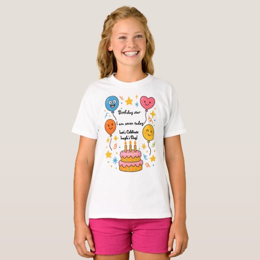 Kids Birthday T-Shirt -  tekstontwerp (Voorkant volledig)