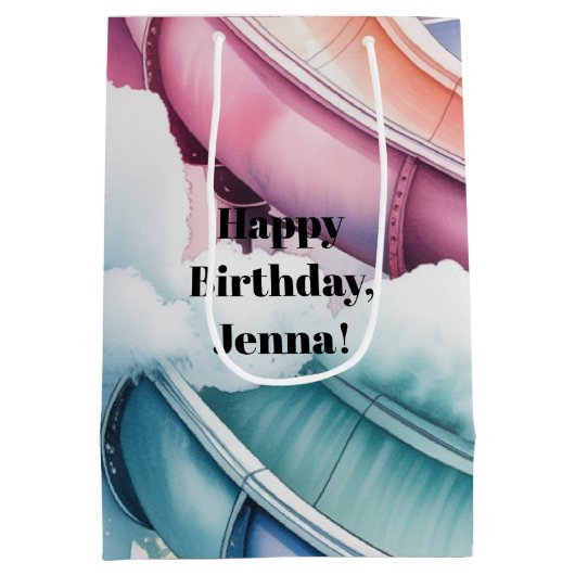 Kids’ Birthday Waterslide Party Medium Cadeauzakje (Achterkant)