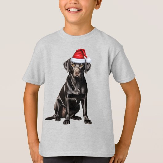 Kids Black Labrador Dog Lover Funny Christmas T-shirt (Voorkant)