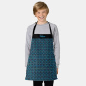 Kids' Blue Geometric Pattern Custom Name Apron Schort (Gedragen)