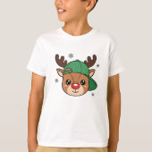 Kids Boy Cool Reindeer Personalized T-Shirt  (Voorkant)