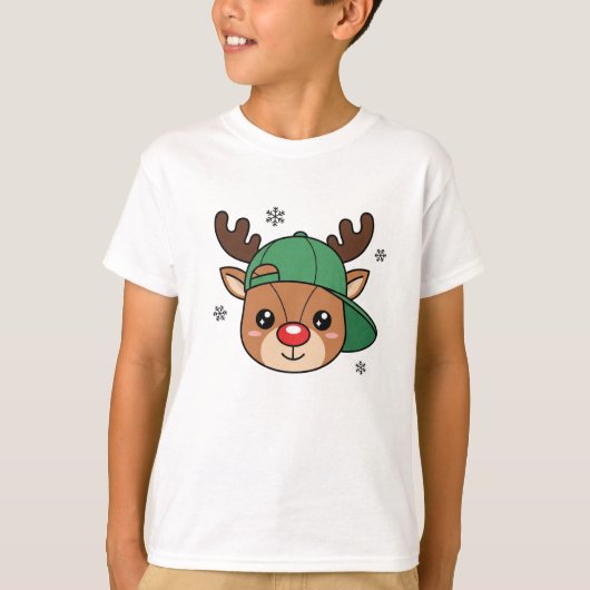 Kids Boy Cool Reindeer Personalized T-Shirt  (Voorkant)