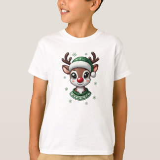 Kids Boy Cute Reindeer Personalized T-Shirt 