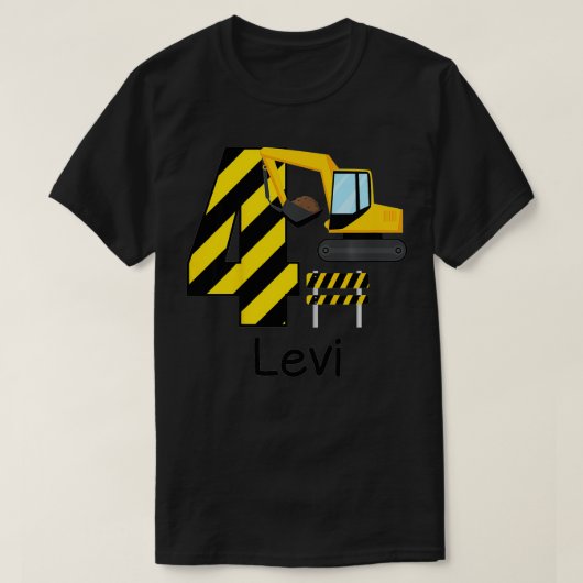 Kids Boys Construction 4th Birthday Levi 4 Years O T-shirt (Design voorkant)