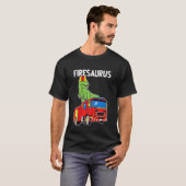 Kids Boys Dino Fire Truck T-shirt (Voorkant volledig)