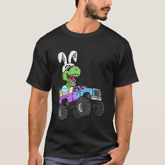 Kids Boys Easter Eggs Monster Truck Rex Dinosaur R T-shirt (Voorkant)