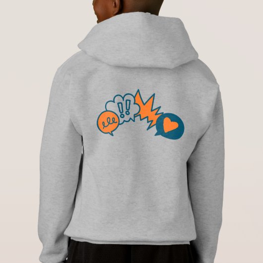 Kids - Boys grey hoodie with navy logo (Achterkant)