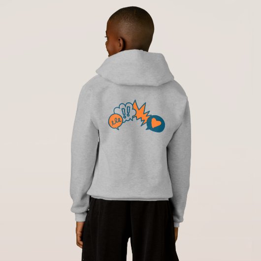 Kids - Boys grey hoodie with navy logo (Achterkant volledig)