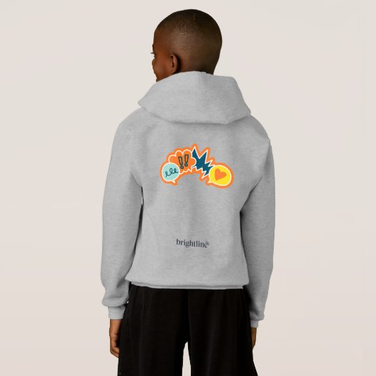 Kids - Boys grey hoodie with speech illustration (Achterkant volledig)