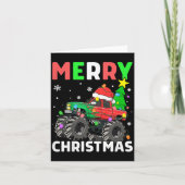 Kids Boys Merry Christmas Monster Truck Santa Hat Kaart (Voorkant)