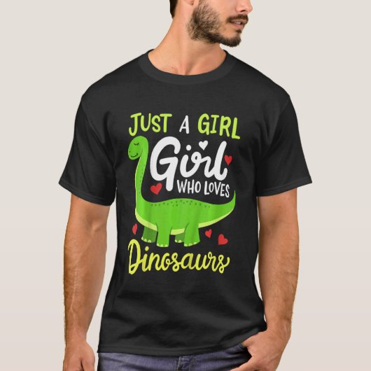 Kids Brachiosaurus Dinosaur Just a Girl Who Loves  T-shirt (Voorkant)