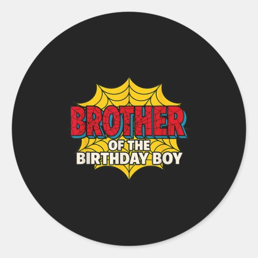 Kids Brother Of The Birthday Boy Spider Theme Part Ronde Sticker (Voorkant)