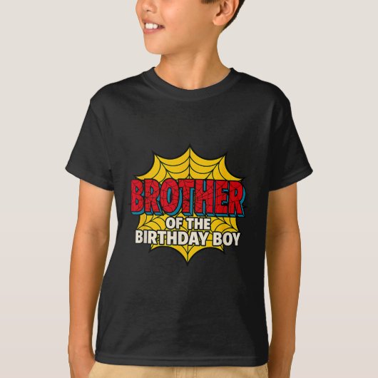 Kids Brother Of The Birthday Boy Spider Theme Part T-shirt (Voorkant)