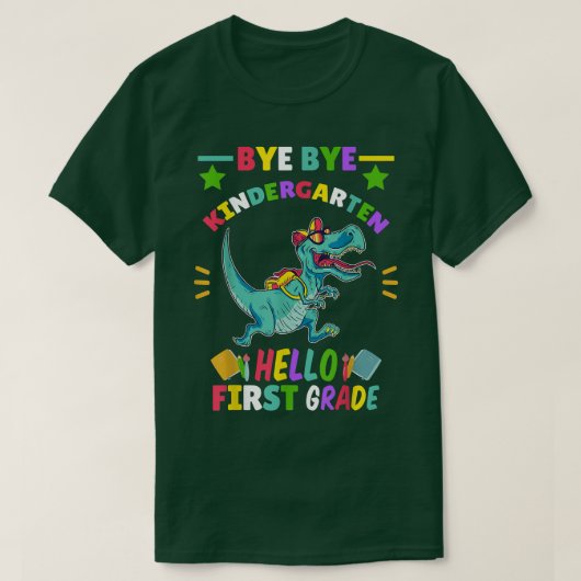 Kids Bye Kindergarten Hello 1st Grade Dinosaur T-shirt (Design voorkant)