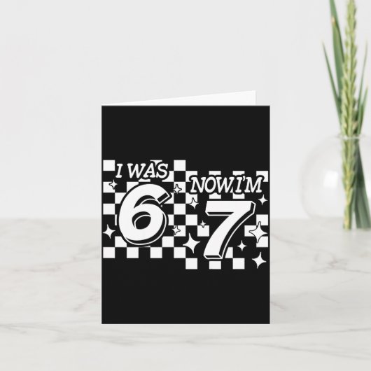 Kids Checkered I Was 6 Now Im 7 Birthday Seven Yea Kaart (Voorkant)