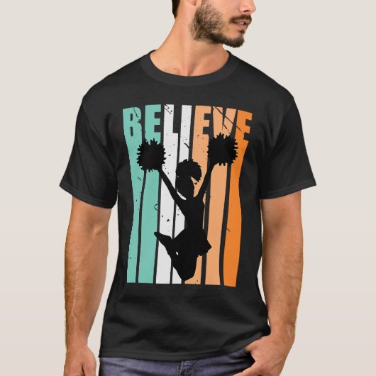 Kids Cheerleading Cheerleader Believe Silhouette C T-shirt (Voorkant)