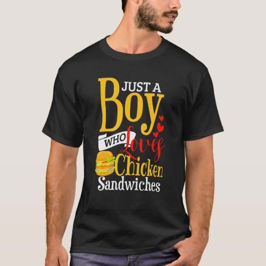 Kids Chicken Sandwich Boys Chicken Burger T-shirt (Voorkant)