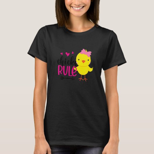 Kids Chicks Rule Cute Chicken Baby Chicken Happy E T-shirt (Voorkant)