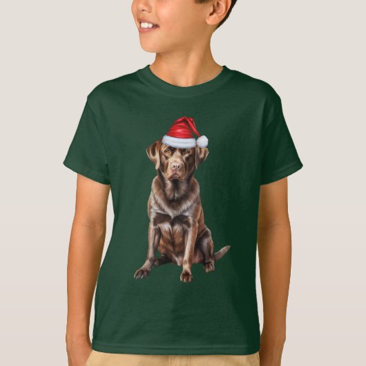 Kids Chocolate Labrador Dog Lover Funny Christmas T-shirt (Voorkant)