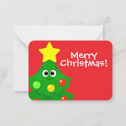 Kids Christmas Cartoon Christmas Tree Notitiekaartje (Voorkant)