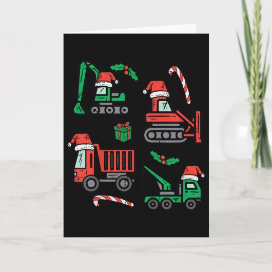 Kids Christmas Construction Vehicles Truck Xmas Bo Kaart (Voorkant)