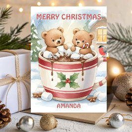 Kids Christmas Cozy Cocoa Bears Feestdagen Kaart