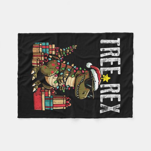 Kids Christmas Dinosaur Tree Rex Xmas Trex Toddler Fleece Deken (Voorkant (Horizontaal))