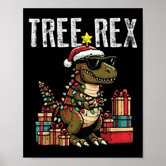 Kids Christmas Dinosaur Tree Rex Xmas Trex Toddler Poster (Voorkant)