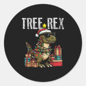 Kids Christmas Dinosaur Tree Rex Xmas Trex Toddler Ronde Sticker (Voorkant)