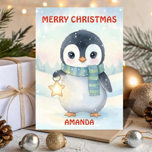 Kids Christmas Little Penguin Magic Feestdagen Kaart