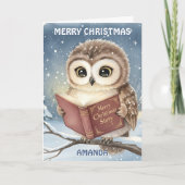 Kids Christmas Owl Night Story Feestdagen Kaart (Voorkant)
