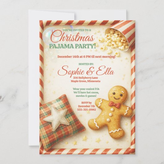 Kids Christmas Pajama Party Holiday Sleepover Kaart (Voorkant)