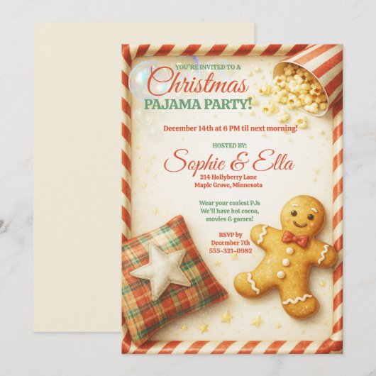 Kids Christmas Pajama Party Holiday Sleepover Kaart (Voorkant / Achterkant)