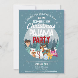 Kids Christmas Pajama Party Sleepover Holiday RSVP Kaart