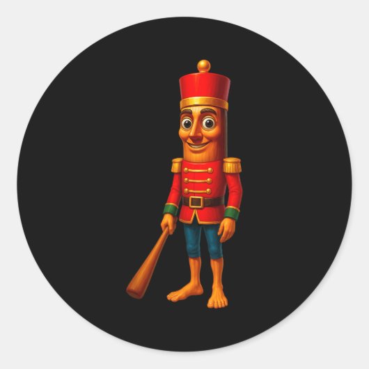 Kids Christmas Pajama Tung Sahur Nutcracker Brainr Ronde Sticker (Voorkant)