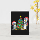 Kids Christmas Penguin Christmas Tree Lights Baubl Kaart (Gele Bloem)